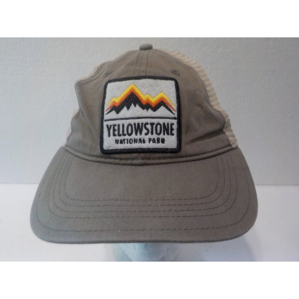 Vintage Yellowstone National Park Tan/Taupe by Gear Sports Trucker Ball Cap Hat